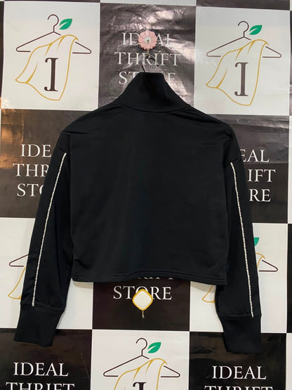 NIKE |XL| BUST 19| A23| BLACK ZIP-UP CROP TRACK JACKET | ATHLETIC STAND-COLLAR SPORTY OUTERWEAR