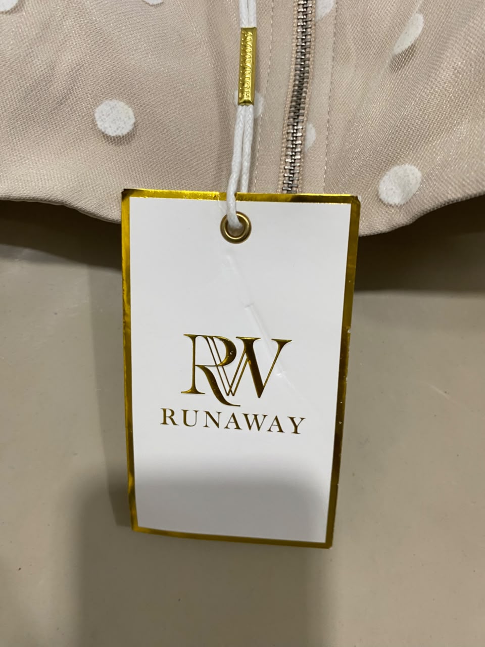RUNWAY |M| BUST 16| A23| NUDE AND WHITE POLKA DOT MESH CORSET CROP TOP