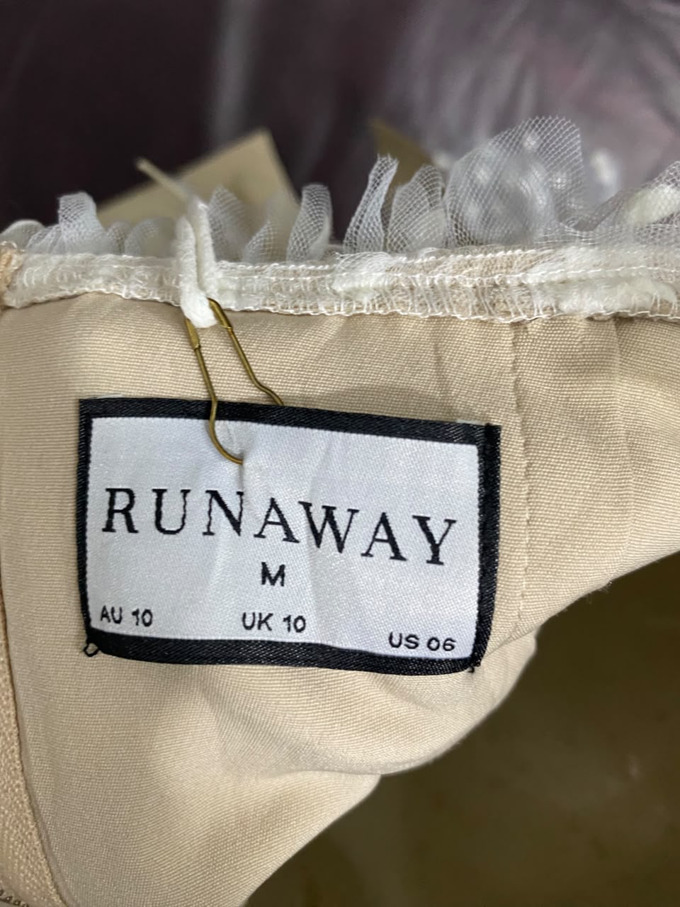 RUNWAY |M| BUST 16| A23| NUDE AND WHITE POLKA DOT MESH CORSET CROP TOP