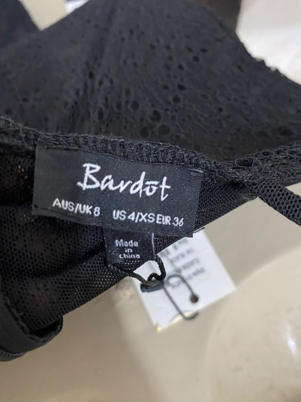 BARDOT |XS| BUST 15| A23| BLACK LACE SPAGHETTI STRAP BODYSUIT | ELEGANT SLEEVELESS LAYERED CAMI TOP