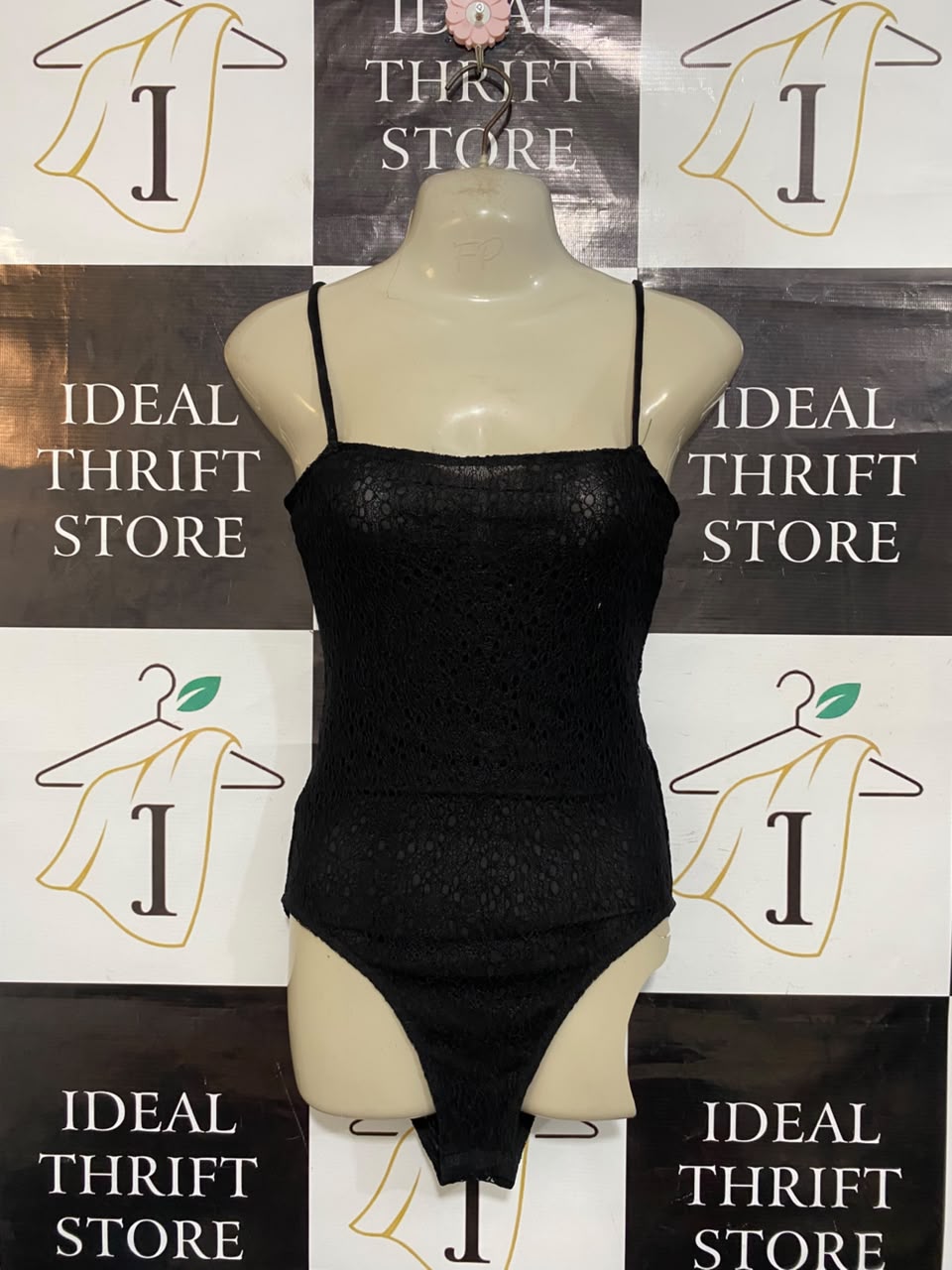 BARDOT |XS| BUST 15| A23| BLACK LACE SPAGHETTI STRAP BODYSUIT | ELEGANT SLEEVELESS LAYERED CAMI TOP