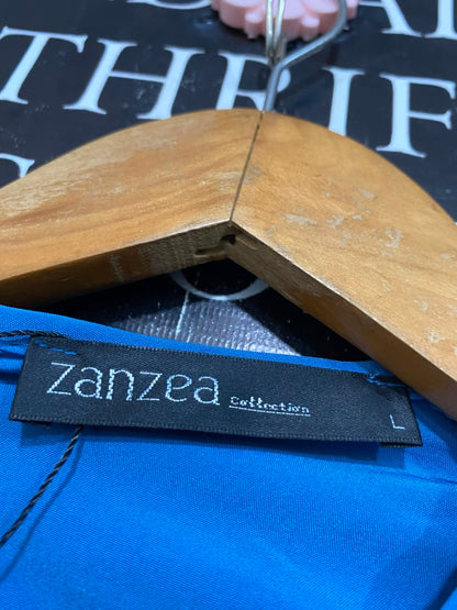 ZAN ZEA |L| BUST 19| A23| BLUE CREW NECK TIERED MAXI DRESS | LONG-SLEEVE CASUAL LONG DRESS