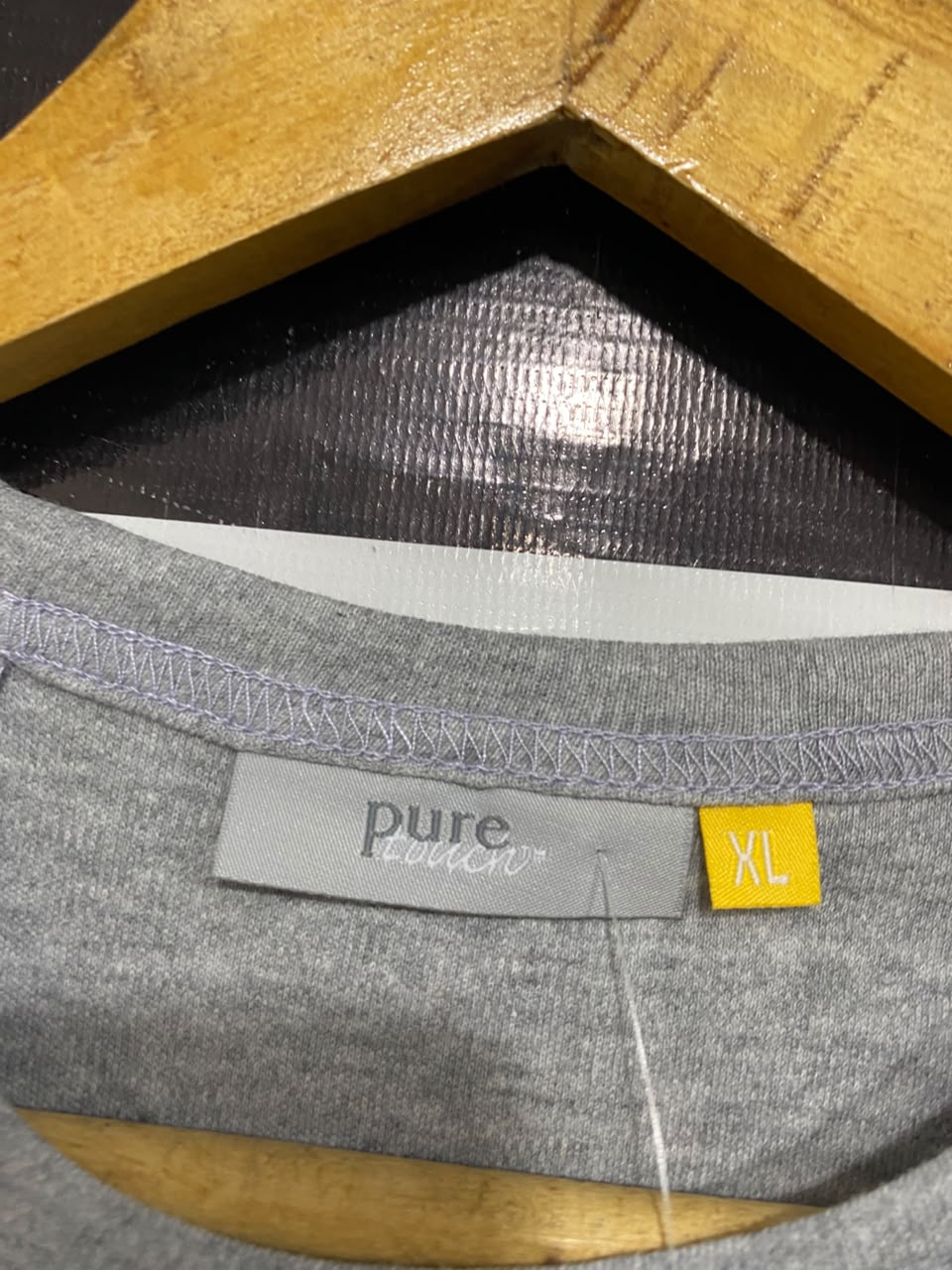 PURE TOUCH |XL| BUST 18| A23| PURE GREY MELANGE CREW NECK SHORT-SLEEVE T-SHIRT | BASIC CASUAL COMFORT TOP