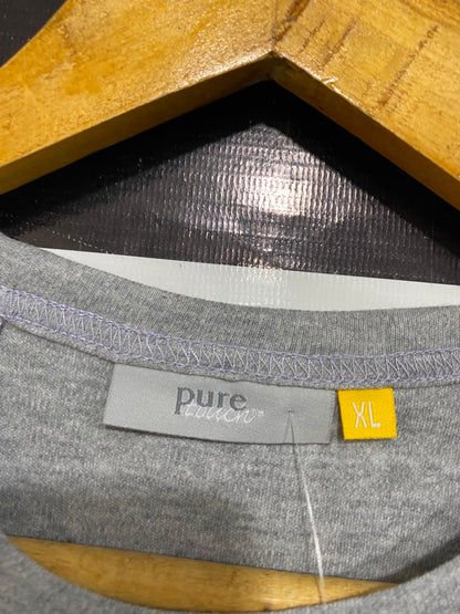 PURE TOUCH |XL| BUST 18| A23| PURE GREY MELANGE CREW NECK SHORT-SLEEVE T-SHIRT | BASIC CASUAL COMFORT TOP