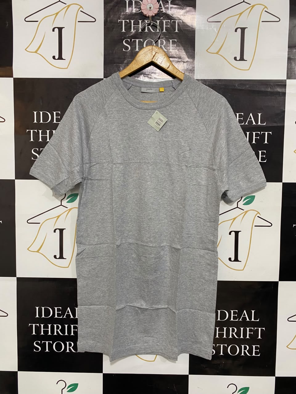 PURE TOUCH |XL| BUST 18| A23| PURE GREY MELANGE CREW NECK SHORT-SLEEVE T-SHIRT | BASIC CASUAL COMFORT TOP