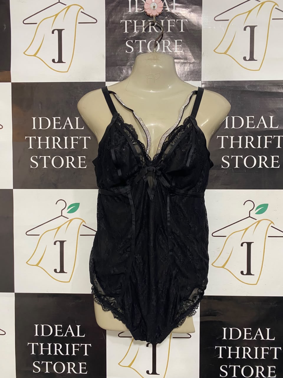 TORRID |S| BUST 15| A23| BLACK LACE STRAPPY RHINESTONE-ACCENTED BODYSUIT | ELEGANT LINGERIE SLEEPWEAR