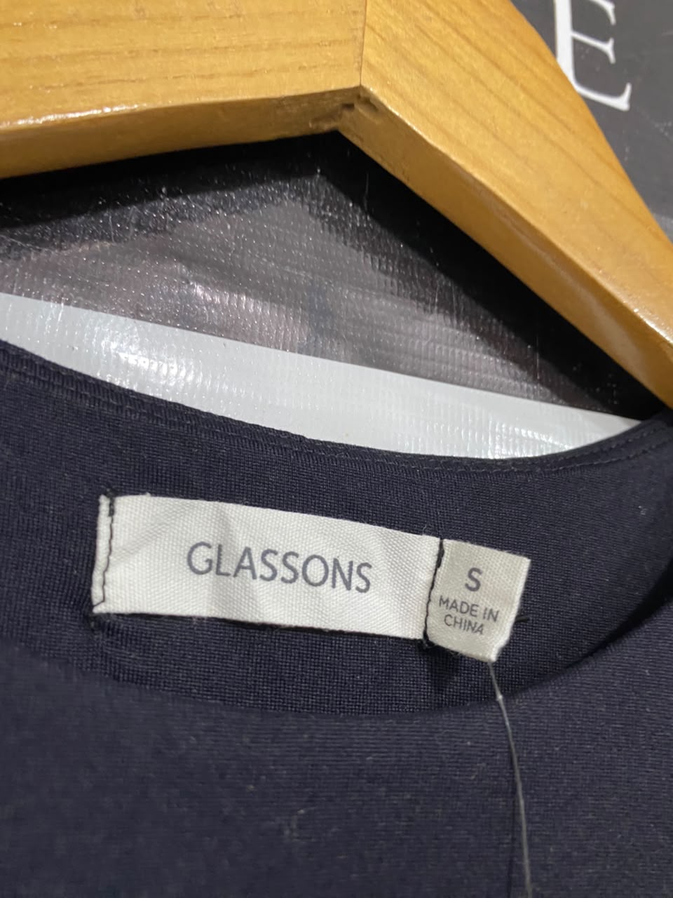 GLASSONS |S| BUST 13| A22| BLACK CREW NECK SHORT-SLEEVE CROP TOP | BASIC CASUAL TEE
