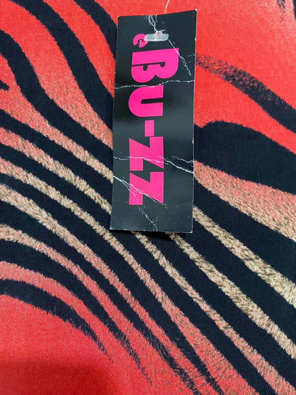 BU ZZ |S| BUST 14| A22| RED AND BLACK ABSTRACT ANIMAL PRINT CAP-SLEEVE MIDI DRESS | BOLD PARTY BODYCON DRESS