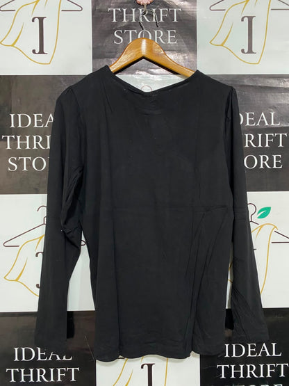 VERO MODA |L| BUST 19| A22| BLACK ROUND NECK LONG-SLEEVE TOP | BASIC CASUAL ELEGANCE BLOUSE