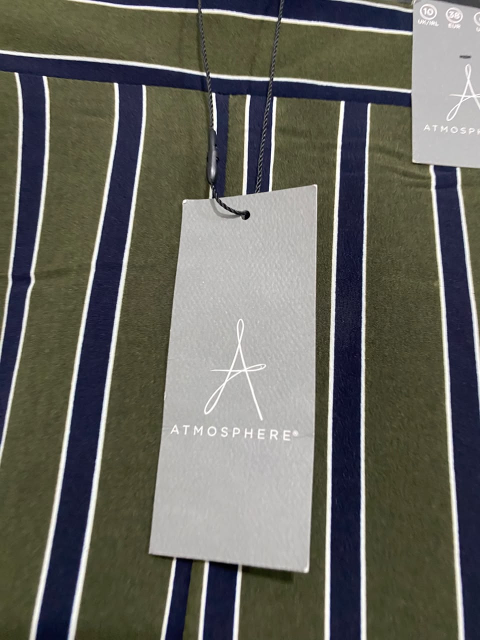 ATMOSPHERE |S| WAIST 26| A22| OLIVE GREEN AND STRIPED CASUAL TROUSERS | VERTICAL STRIPE ANKLE PANTS
