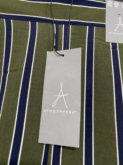 ATMOSPHERE |S| WAIST 26| A22| OLIVE GREEN AND STRIPED CASUAL TROUSERS | VERTICAL STRIPE ANKLE PANTS