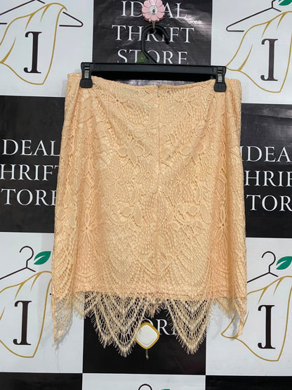 MISSGUIDED |L| WAIST 30| A22| PEACH LACE SCALLOPED HEM MINI SKIRT | ELEGANT PARTY SKATER SKIRT