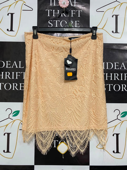 MISSGUIDED |L| WAIST 30| A22| PEACH LACE SCALLOPED HEM MINI SKIRT | ELEGANT PARTY SKATER SKIRT