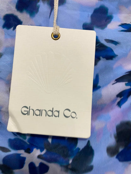 GHANDA CO |S| WAIST 28| A22| BLUE AND PURPLE FLORAL MESH STRAPLESS TUBE TOP | CHIC Y2K BANDEAU