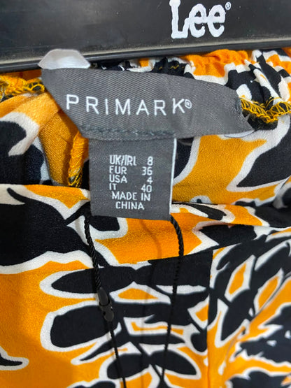 PRIMARK |S| WAIST 26| A22| MUSTARD YELLOW AND BLACK FLORAL PRINT WIDE-LEG TROUSERS | BOLD STATEMENT PALAZZO PANTS