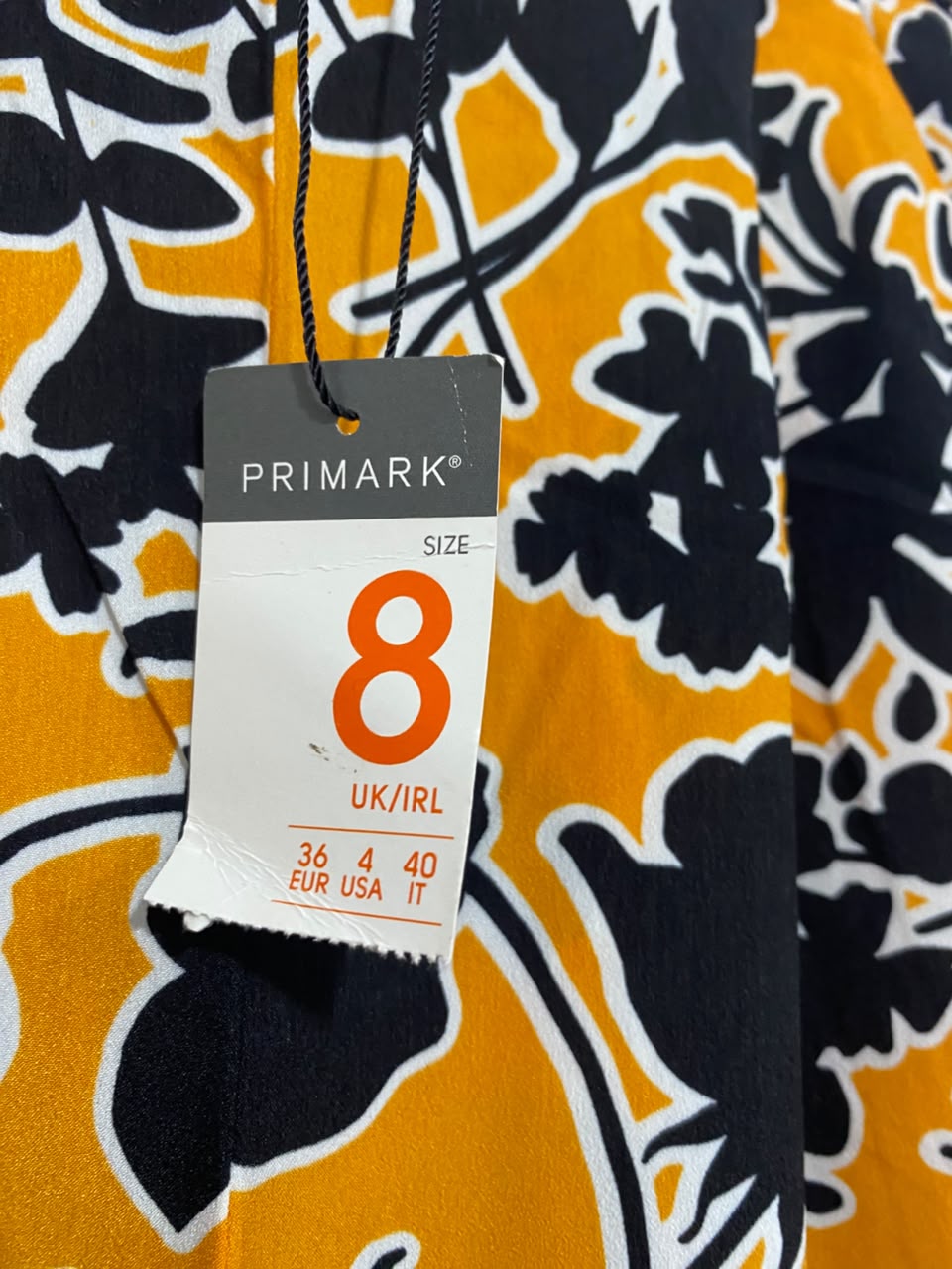 PRIMARK |S| WAIST 26| A22| MUSTARD YELLOW AND BLACK FLORAL PRINT WIDE-LEG TROUSERS | BOLD STATEMENT PALAZZO PANTS