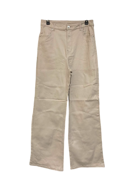 H&M |L| WAIST 30| A23| LIGHT BEIGE HIGH-WAIST WIDE-LEG COTTON DENIM TROUSERS