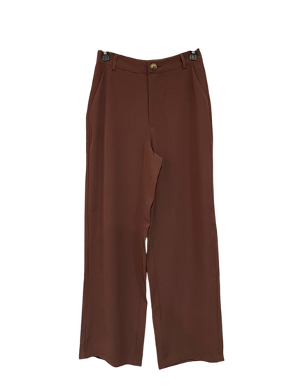 SHEIN |S| WAIST 26| A23| RICH BROWN HIGH-WAIST WIDE-LEG TAILORED TROUSERS | ELEGANT CASUAL PANTS
