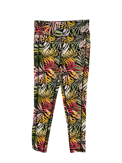 DKNY SPORT |M| WAIST 26| A23| TROPICAL PALM LEAF MULTICOLOR ATHLETIC LEGGINGS