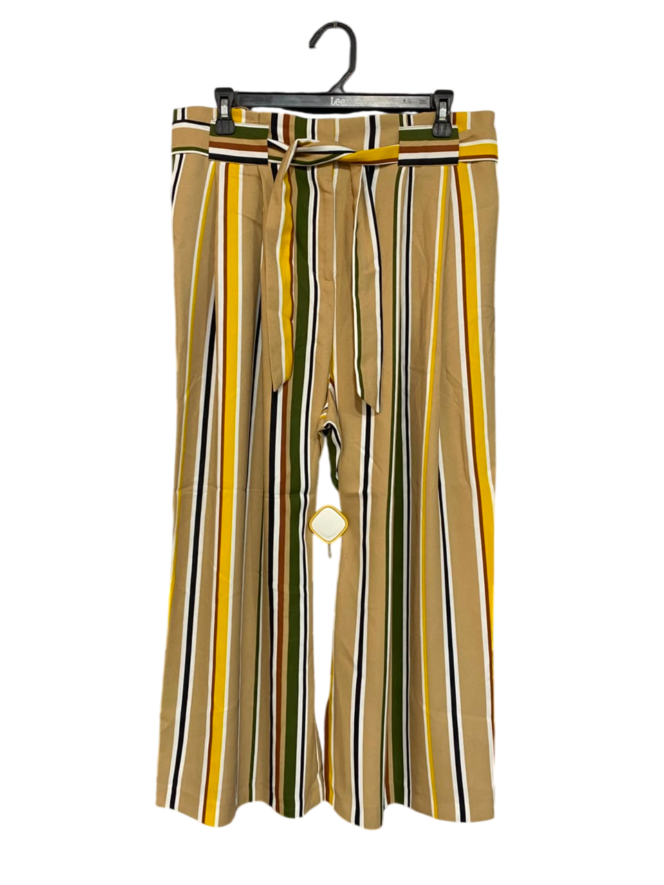F&F |L| WAIST 32| A23| CAMEL MULTICOLOR STRIPED HIGH-WAIST WIDE-LEG PALAZZO TROUSERS