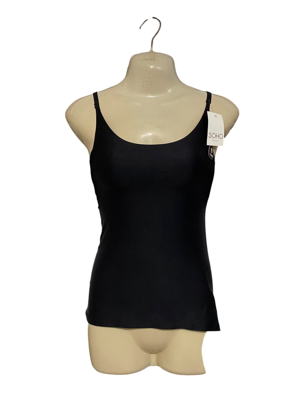 SOHO SMOOTH |XS| BUST 12| A23| BLACK SMOOTH SLEEVELESS CAMELLIA SPAGHETTI STRAP CAMISOLE TOP | ESSENTIAL LAYERED BASIC