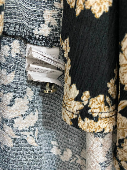 NEW LOOK |L| BUST FREE| A24| BLACK AND BEIGE FLORAL PRINT LONG-SLEEVE MIDI DRESS | ELEGANT TIE-WAIST PARTY DRESS