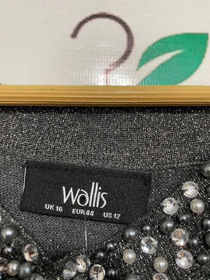 WALLIS |M| BUST FREE| A24| CHARCOAL SPARKLING COLD-SHOULDER EMBELLISHED KNIT TOP | GLAMOROUS PARTY TUNIC