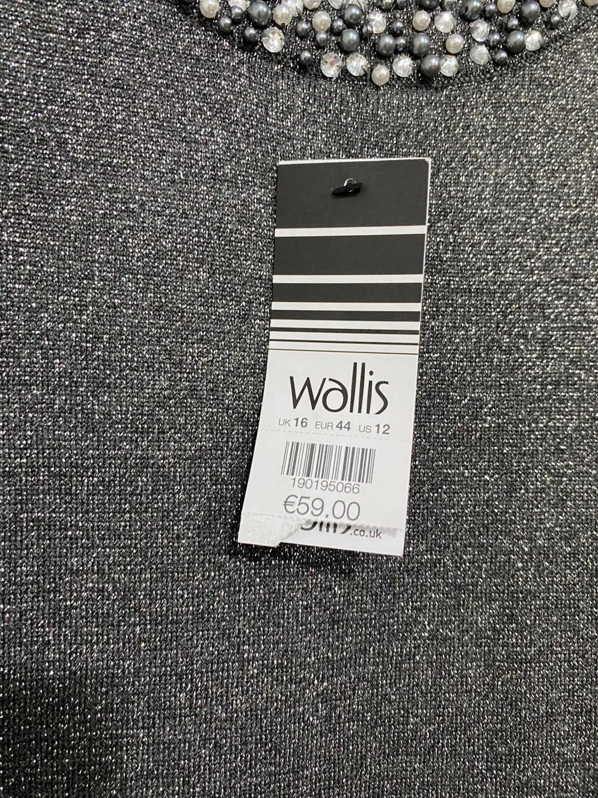 WALLIS |M| BUST FREE| A24| CHARCOAL SPARKLING COLD-SHOULDER EMBELLISHED KNIT TOP | GLAMOROUS PARTY TUNIC
