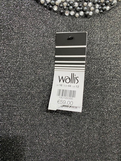 WALLIS |M| BUST FREE| A24| CHARCOAL SPARKLING COLD-SHOULDER EMBELLISHED KNIT TOP | GLAMOROUS PARTY TUNIC
