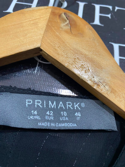PRIMARK |M| BUST 19| A24| BLACK JACQUARD TIERED MIDI DRESS | ELEGANT LONG-SLEEVE EVENING DRESS