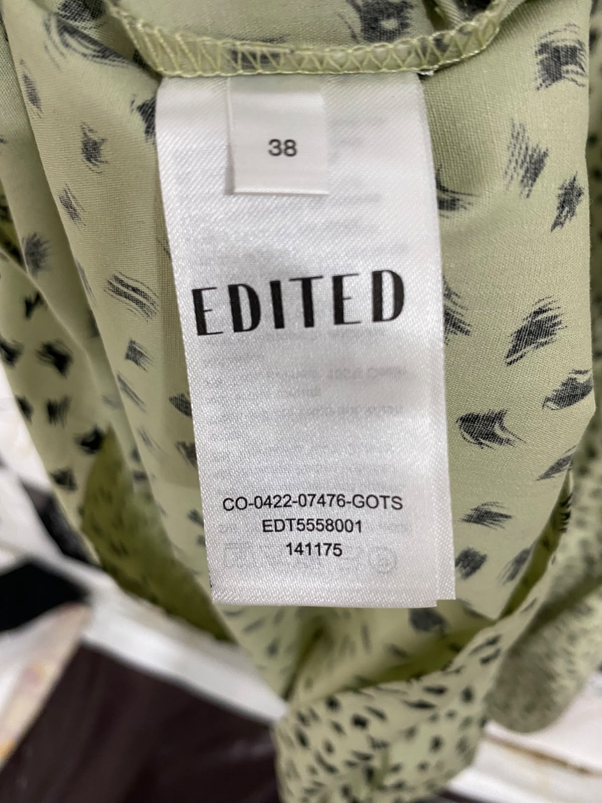 EDITED |M| BUST 18| A24| SAGE GREEN AND BLACK ABSTRACT ANIMAL PRINT SQUARE-NECK TIERED MIDI DRESS | BOHEMIAN PUFF-SLEEVE DRESS
