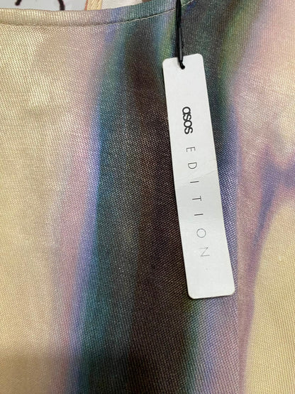 ASOS |L| BUST 22| A24| EDITION MULTICOLOR PASTEL TIE-DYE LONG-SLEEVE BLOUSE | ETHEREAL SHIMMER TOP