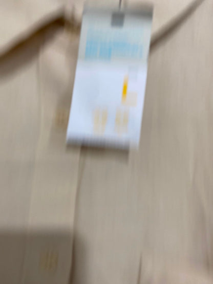 PRIMARK CARES |L| BUST 22| A24| BEIGE OVERSIZED SHORT-SLEEVE BUTTON-UP SHIRT | CASUAL LINEN-LOOK BLOUSE WITH POCKET