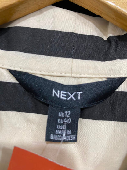 NEXT |L| BUST 23| A24| BLACK AND WHITE STRIPED LONG-SLEEVE TIE-FRONT SHIRT | CHIC CROPPED BUTTON-UP BLOUSE