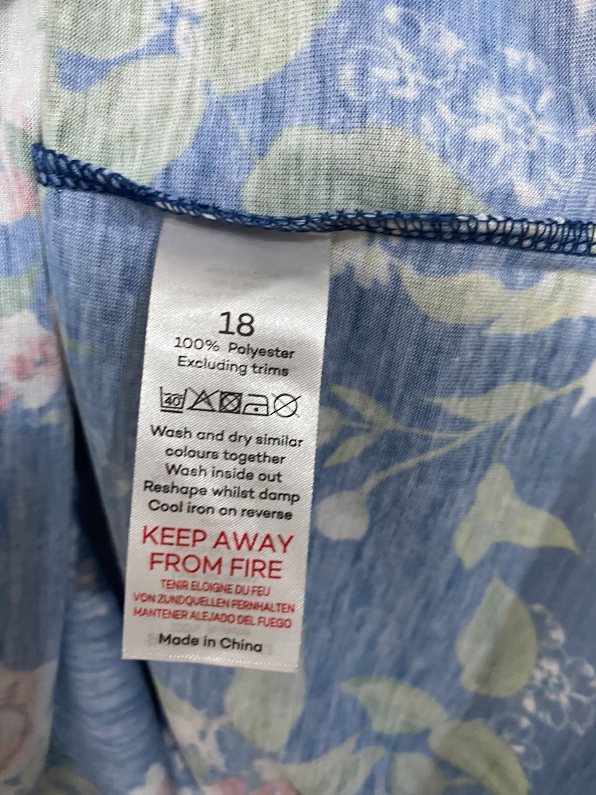 BONMARCHE |XL| BUST 24| A24| BLUE AND PINK FLORAL PRINT SHORT-SLEEVE CROCHET-ACCENT TOP | ELEGANT CASUAL BLOUSE