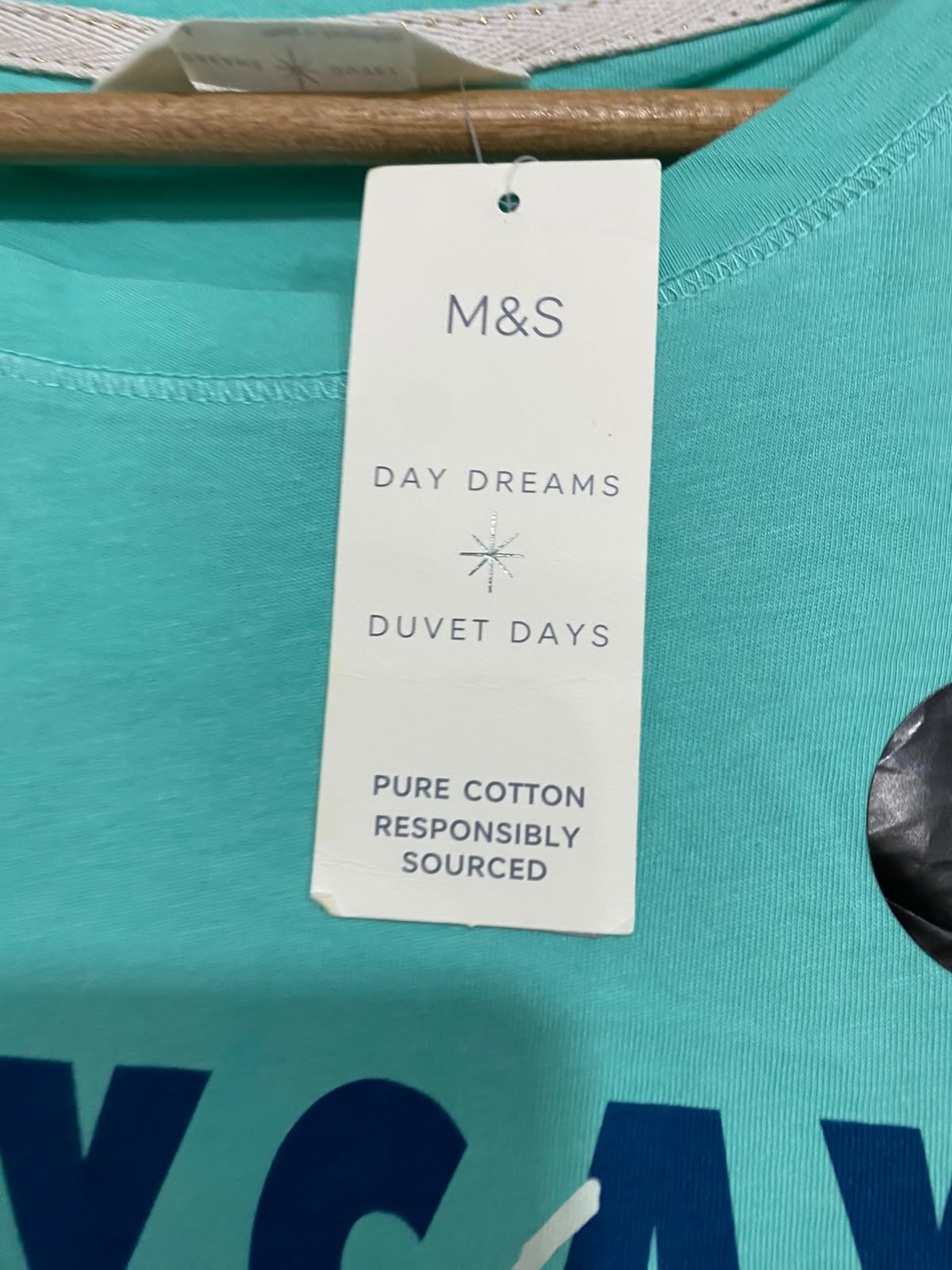 M&S |L| BUST 20| A23| MINT GREEN "STAYCAY EVERYDAY" GRAPHIC SHORT-SLEEVE T-SHIRT | CASUAL COTTON TEE