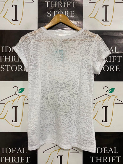 ANIMAL |XL| BUST 23| A23| ANIMAL WHITE BURNT-OUT GEOMETRIC BOTANICAL GRAPHIC HENLEY TEE