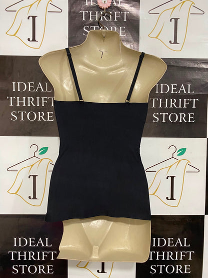 SOHO SMOOTH |XS| BUST 12| A23| BLACK SMOOTH SLEEVELESS CAMELLIA SPAGHETTI STRAP CAMISOLE TOP | ESSENTIAL LAYERED BASIC