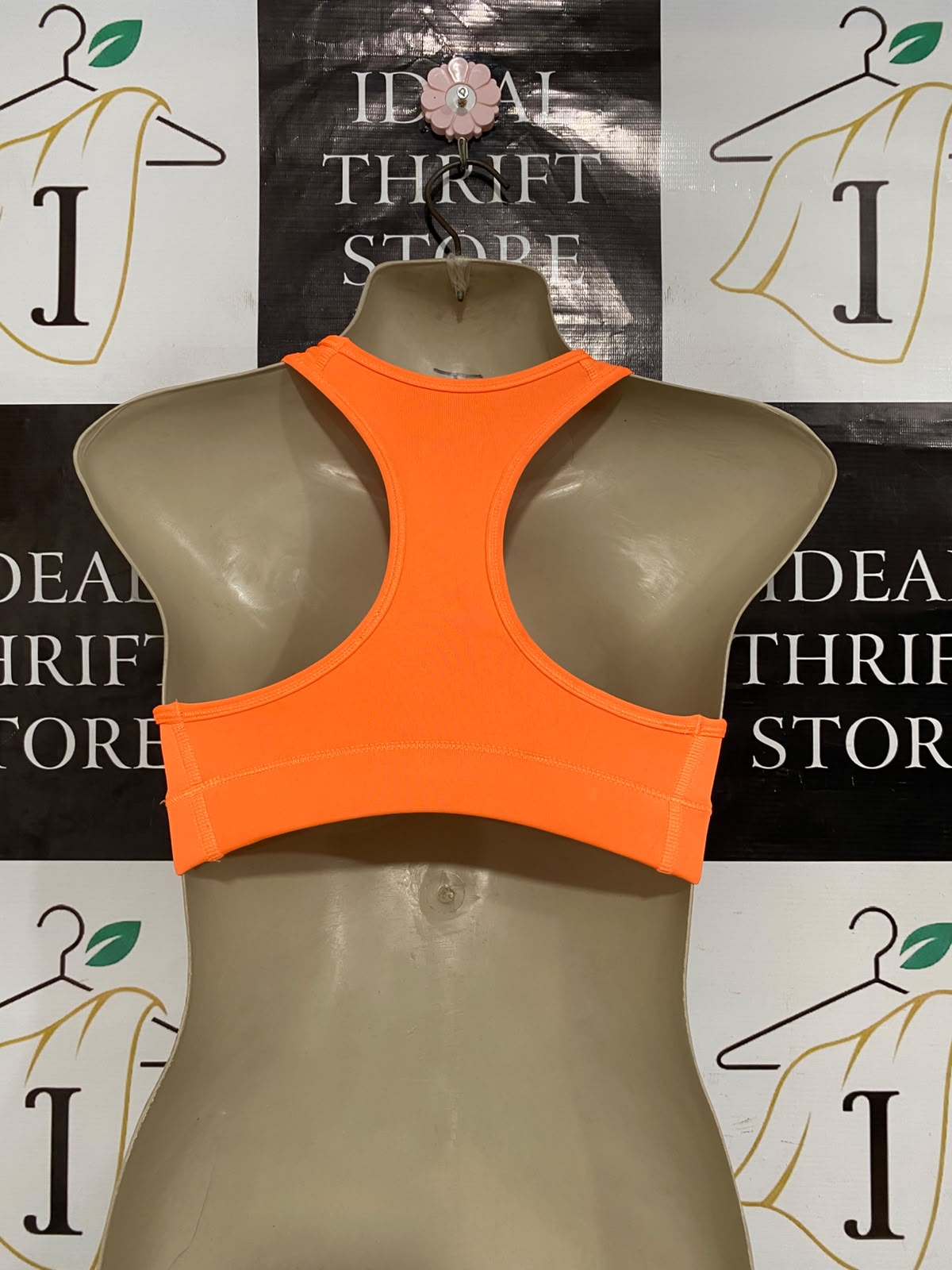 NIKE PRO |XS| BUST 14| A23| VIBRANT NEON ORANGE ATHLETIC SPORTS BRA | PERFORMANCE RACERBACK WORKOUT CROP TOP