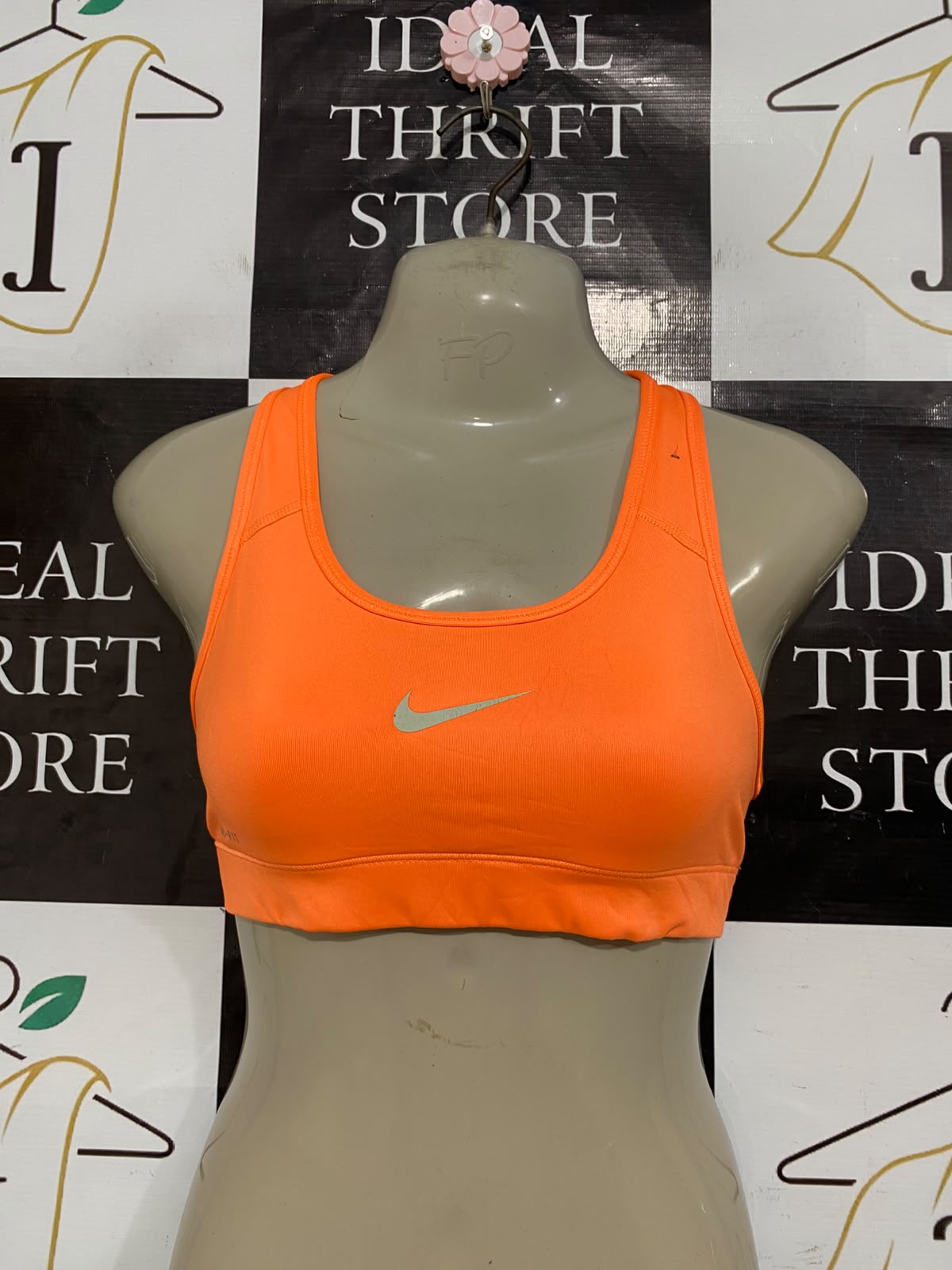 NIKE PRO |XS| BUST 14| A23| VIBRANT NEON ORANGE ATHLETIC SPORTS BRA | PERFORMANCE RACERBACK WORKOUT CROP TOP