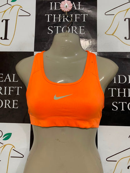 NIKE PRO |XS| BUST 14| A23| VIBRANT NEON ORANGE ATHLETIC SPORTS BRA | PERFORMANCE RACERBACK WORKOUT CROP TOP