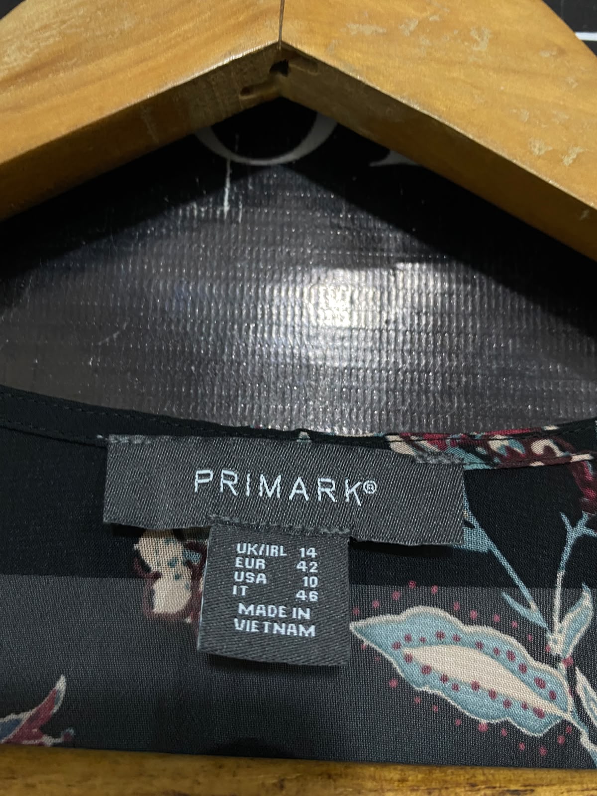 PRIMARK |L| BUST 19| A23| BLACK AND MULTICOLOR FLORAL V-NECK LONG-SLEEVE TIERED MIDI DRESS | ELEGANT BOHEMIAN DRESS