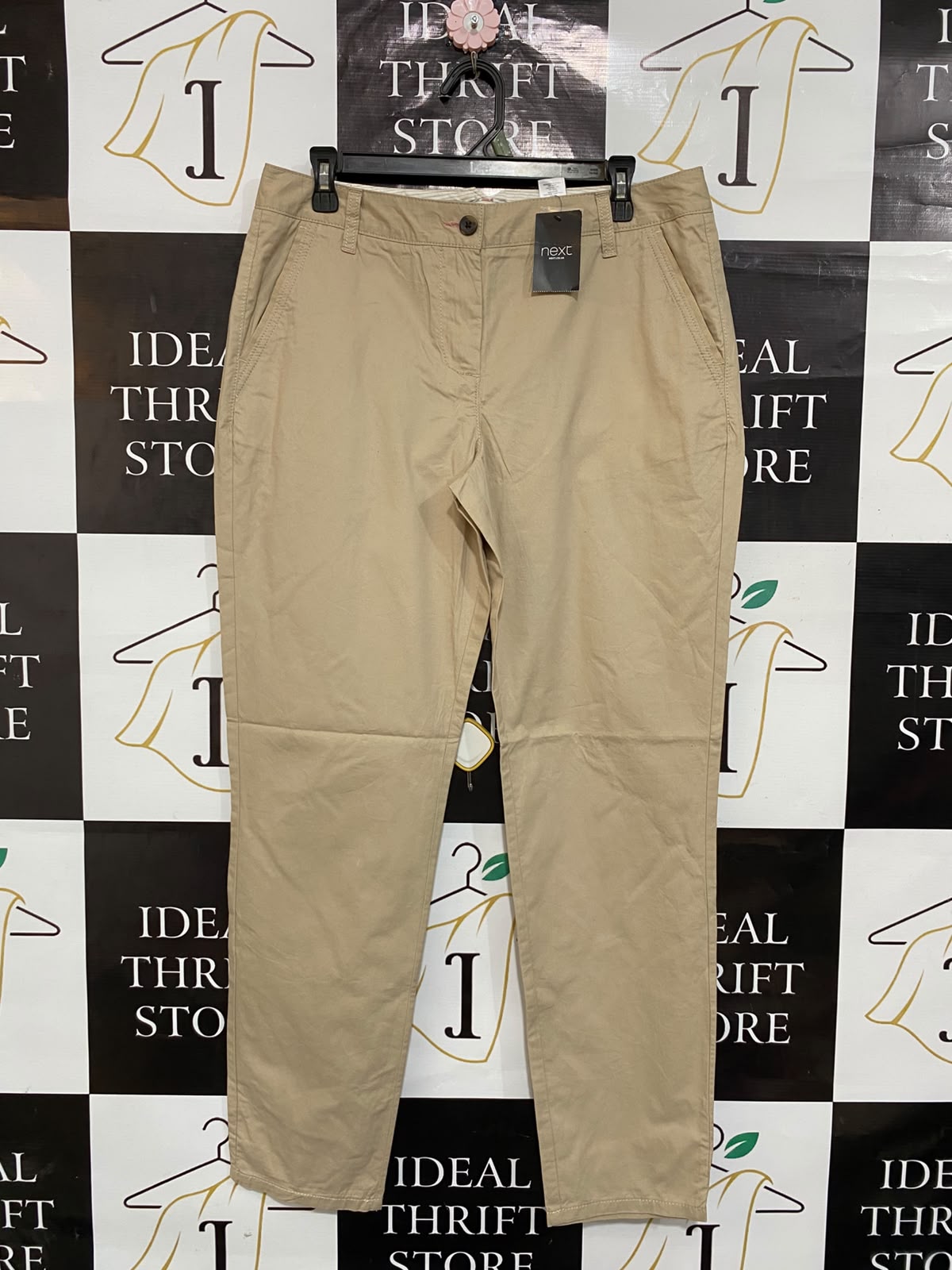 NEXT |L| WAIST 32| A23| KHAKI COTTON CHINO TROUSERS | VERSATILE TAILORED CASUAL PANTS