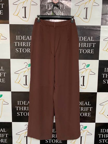 SHEIN |S| WAIST 26| A23| RICH BROWN HIGH-WAIST WIDE-LEG TAILORED TROUSERS | ELEGANT CASUAL PANTS