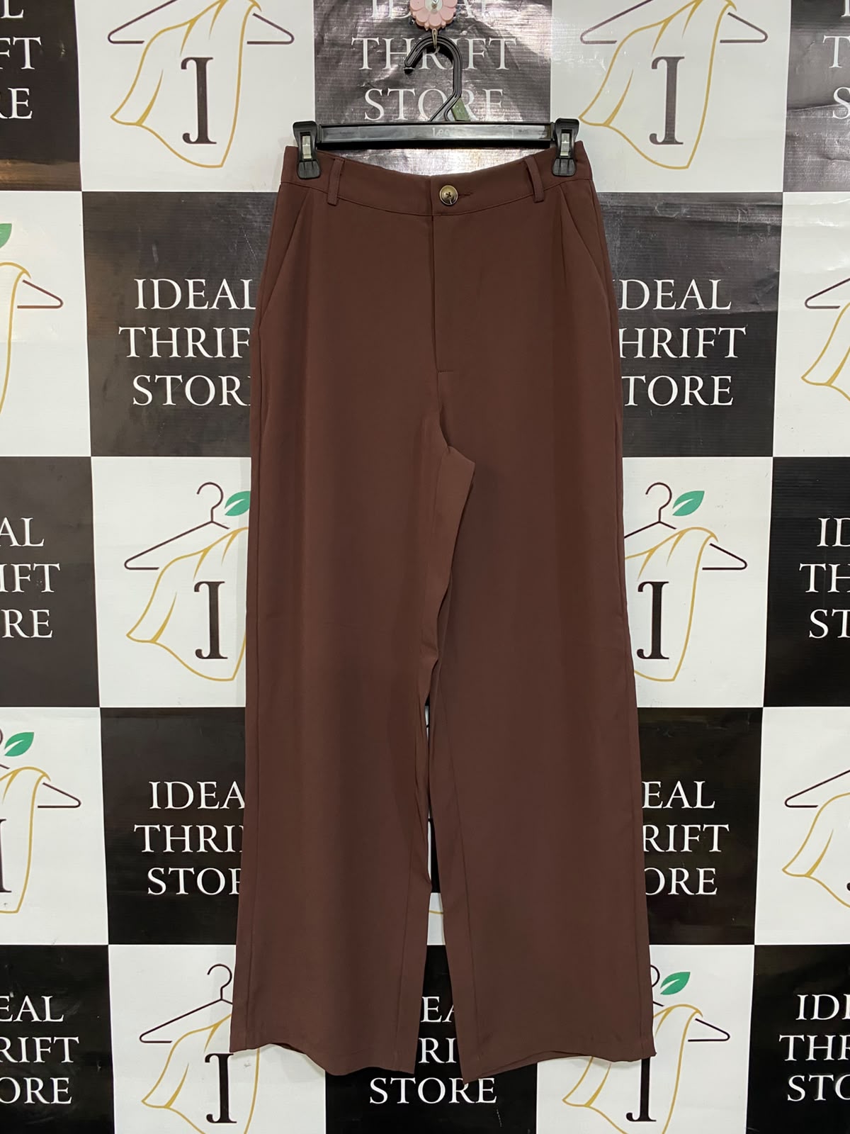 SHEIN |S| WAIST 26| A23| RICH BROWN HIGH-WAIST WIDE-LEG TAILORED TROUSERS | ELEGANT CASUAL PANTS
