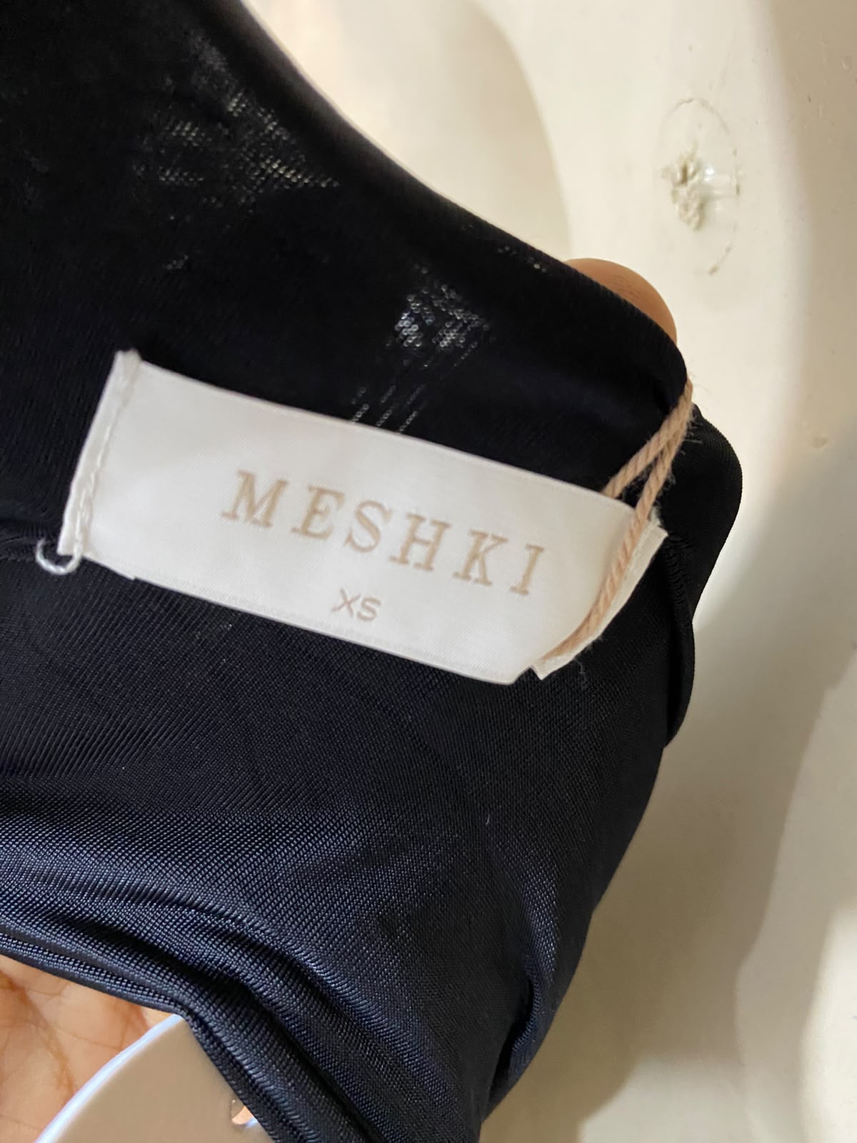 MESHKI |XS| BUST 15| A23| CLASSIC BLACK HALTER-NECK KEYHOLE RUCHED BODYCON BODYSUIT | ELEGANT SLEEVELESS EVENING TOP