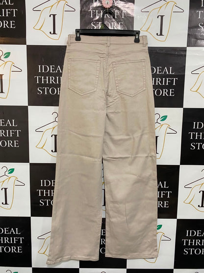 H&M |L| WAIST 30| A23| LIGHT BEIGE HIGH-WAIST WIDE-LEG COTTON DENIM TROUSERS