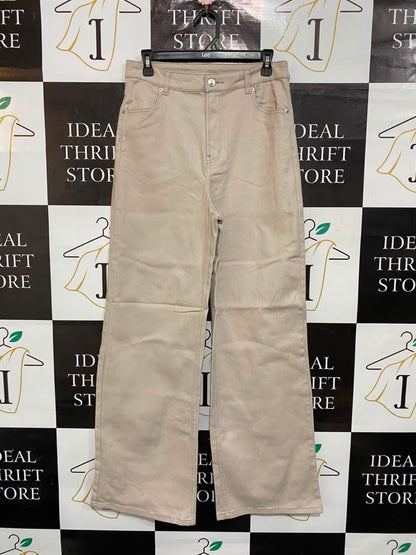 H&M |L| WAIST 30| A23| LIGHT BEIGE HIGH-WAIST WIDE-LEG COTTON DENIM TROUSERS