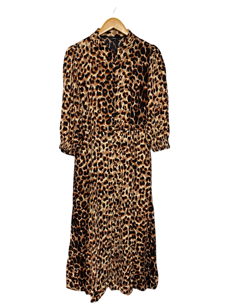 NEXT |L| BUST 19| A24| LEOPARD PRINT BUTTON-FRONT MIDI DRESS