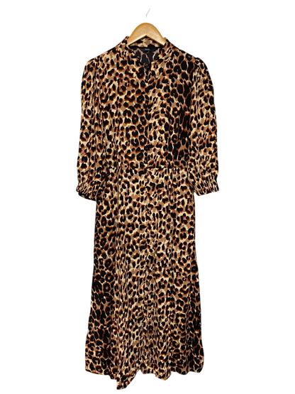 NEXT |L| BUST 19| A24| LEOPARD PRINT BUTTON-FRONT MIDI DRESS